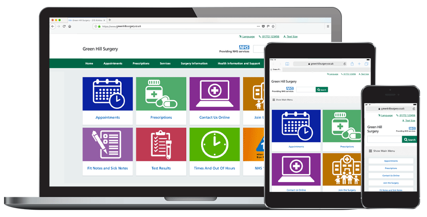 surgery website as seen on a pc, an ipad and a mobile